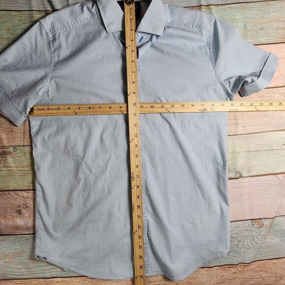 Robert Graham Mens Tailored Fit Short Sleeve Shirt Light Blue Large - Picture 7 of 10